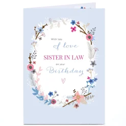 Sale Personalised Birthday Card - Flowers Oval Sister In Law Birthday|For Him