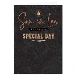 Online Personalised Birthday Card - Black and Bronze Special Day, Son-in-Law Birthday|For Him