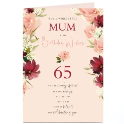 Card Factory Personalised Birthday Card - Floral Mum, Editable Age and Recipient