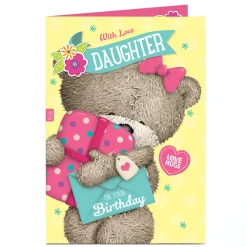 Clearance Personalised Birthday Card - Hugs Bear With Love, Daughter Kids For Kids|Daughter
