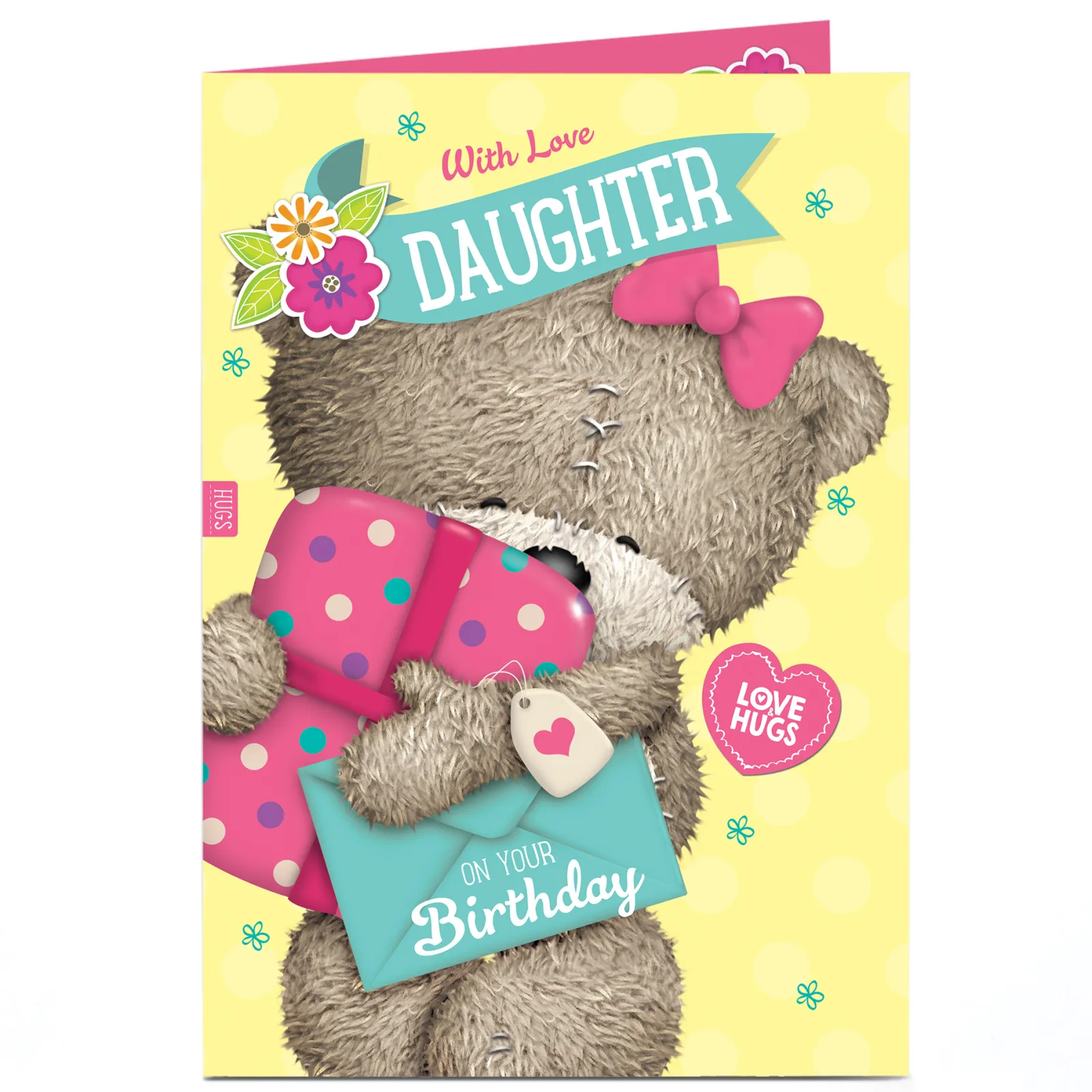 Clearance Personalised Birthday Card - Hugs Bear With Love, Daughter Kids For Kids|Daughter