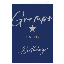 Sale Personalised Birthday Card - Navy and Silver Star, Gramps Birthday|For Him