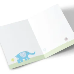 Kids Card Factory Personalised Birthday Card - Blue Elephant, Editable Age