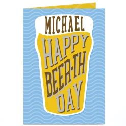 Hot Personalised Birthday Card - Happy Beer-th Day Birthday|For Him