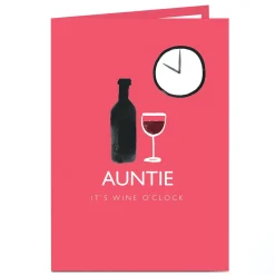 Best Personalised Birthday Card - It's Wine O'Clock For Auntie|Funny