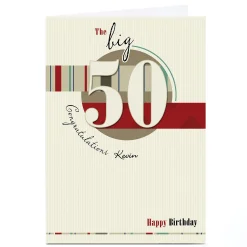 Sale Personalised Birthday Card - The Big 50 BOY For Son|For Husband