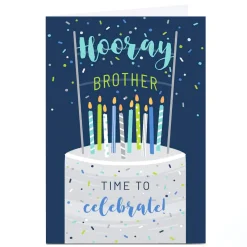 Card Factory Personalised Birthday Card - Time To Celebrate Cake, Brother