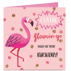 Card Factory Personalised Birthday Card - Flamin-go Wild