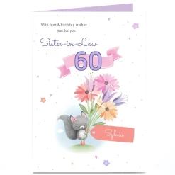 Clearance Personalised Birthday Card - Cute Squirrel Sister-in-Law, Editable Age 60Th Birthday|Editable Age