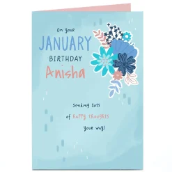 Card Factory Personalised Birthday Card - January Birthday Happy Thoughts