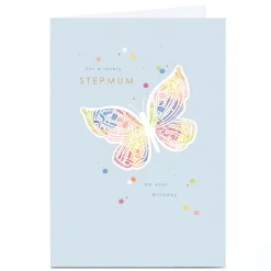 Card Factory Personalised Birthday Card - Rainbow Butterfly, Stepmum