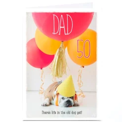 Personalised Birthday Card - Old Dog, Editable Age, Dad BOY For Dad|For Boyfriend
