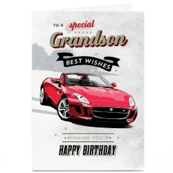 Clearance Personalised Birthday Card - Red Sports Car, Grandson For Grandson|Grandson