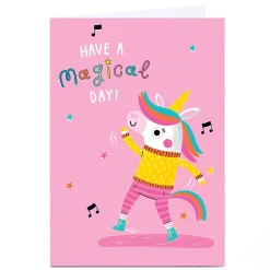 Kids Card Factory Personalised Birthday Card - Magical Day Dancing Unicorn