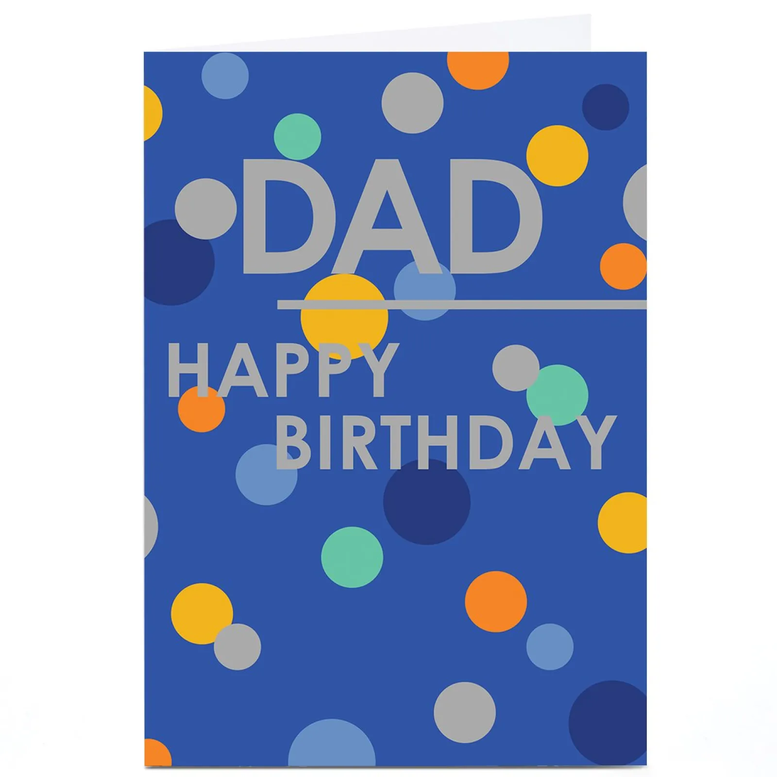 Card Factory Personalised Birthday Card - Blue and Orange Circles and Dots, Dad