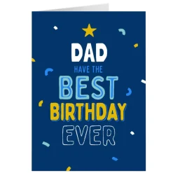 Card Factory Personalised Birthday Card - Navy Best Birthday Ever, Dad