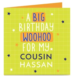 Card Factory Personalised Birthday Card - Big Woohoo! Lime
