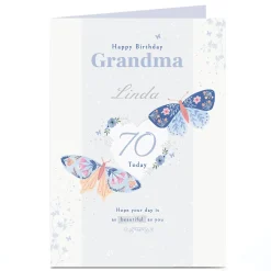 Card Factory Personalised Birthday Card - Grandma Butterflies, Editable Age