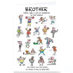 Discount Personalised Birthday Card - Weirdos in the World, Brother For Brother|Funny