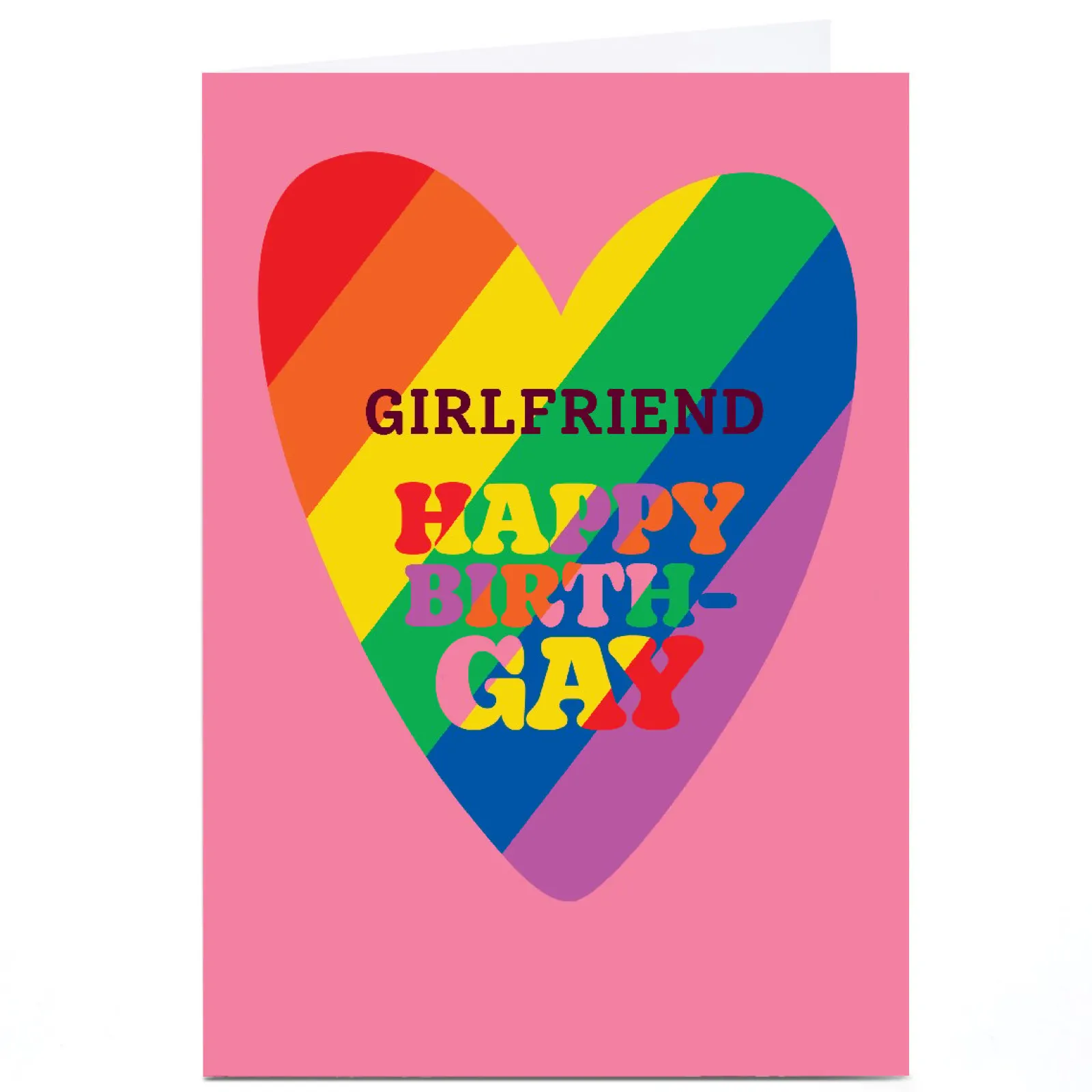 Best Personalised Birthday Card - Girlfriend Happy Birth-GAY rainbow heart For Girlfriend|Lgbtq+