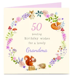 Best Personalised Birthday Card - Lovely Wishes Woodland Wreath, Editable Age For Wife|For Mum