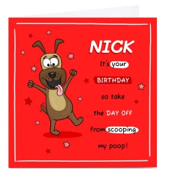 Discount Personalised Birthday Card - Thanks For Scooping My Poop! Premium Square|Funny
