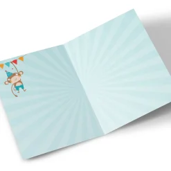 New Personalised Birthday Card - Monkey & Lion Party, Editable Age Kids For Son|For Nephew