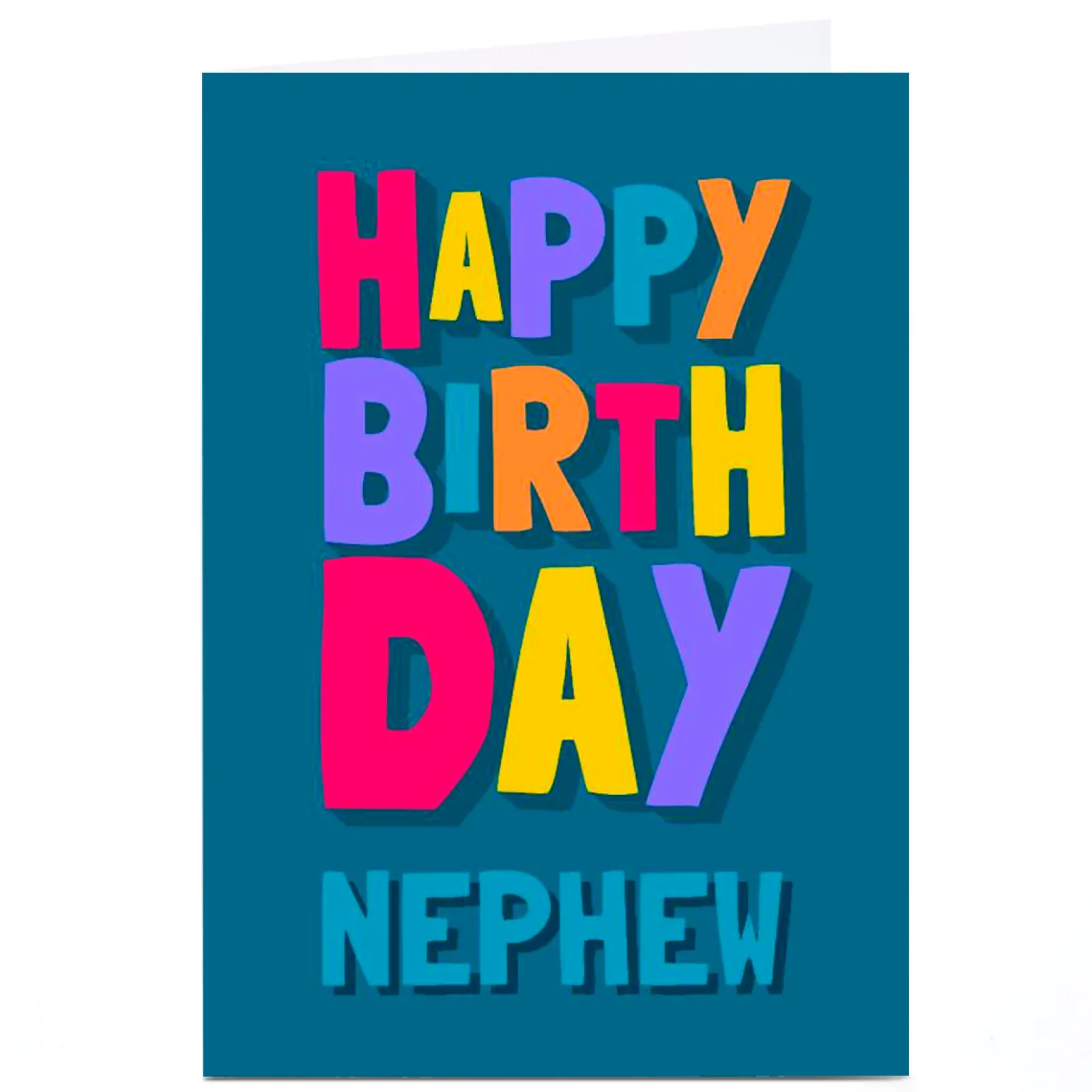 Card Factory Personalised Birthday Card - Colourful Letters, Nephew