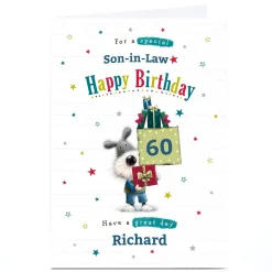 New Personalised Birthday Card - Dog & Gifts, Editable Age & Recipient For Son|60Th Birthday