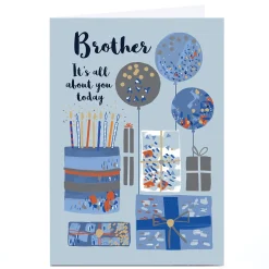 Card Factory Personalised Birthday Card - It's All About You Today Blue Birthday, Brother