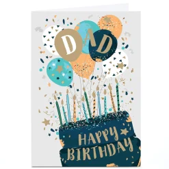 Clearance Personalised Birthday Card - Confetti Cake and Balloons, Dad For Dad|Dad