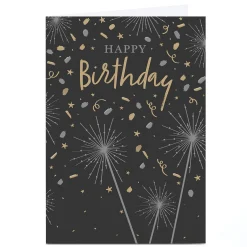 Card Factory Personalised Birthday Card - Silver & Gold Sparklers