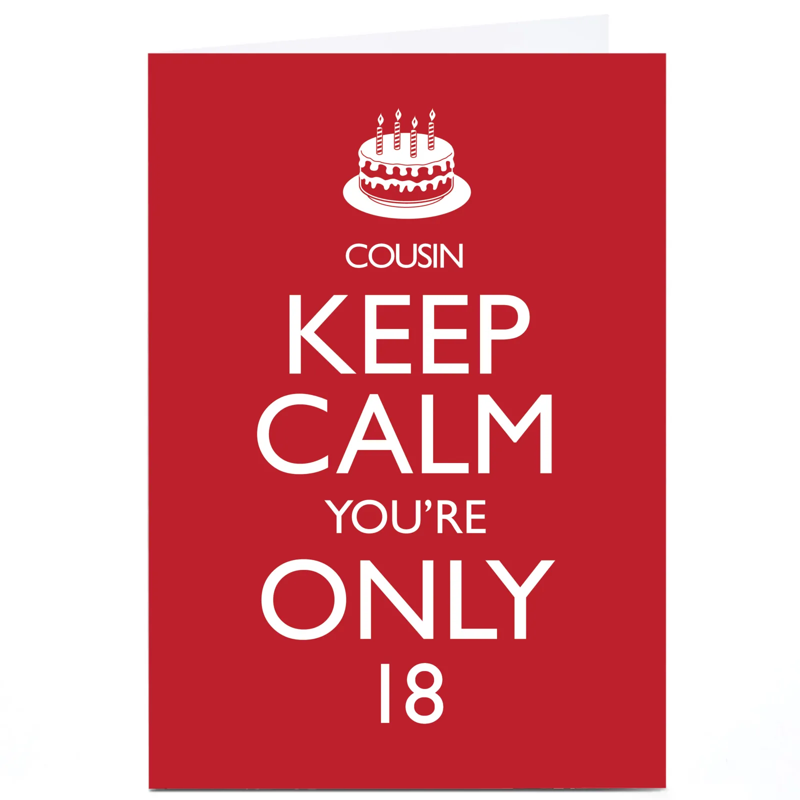 Card Factory Personalised Birthday Card - Keep Calm, Cousin, Editable Age