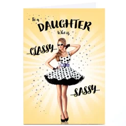Card Factory Personalised Birthday Card - Sassy Classy Polka Dots, Daughter