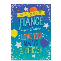Personalised Birthday Card - Love You Always and Forever Geo Balloons, Fiance Birthday|For Him