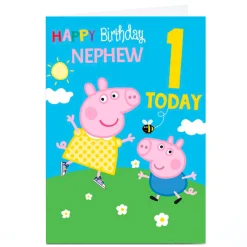 Kids Card Factory Personalised Birthday Card - Peppa Pig Nephew, Age 6