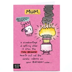 Personalised Birthday Card - Candle Inferno, Mum For Mum|Funny