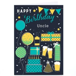 Hot Personalised Birthday Card - Booze, Presents & Balloons, Uncle For Uncle|Birthday