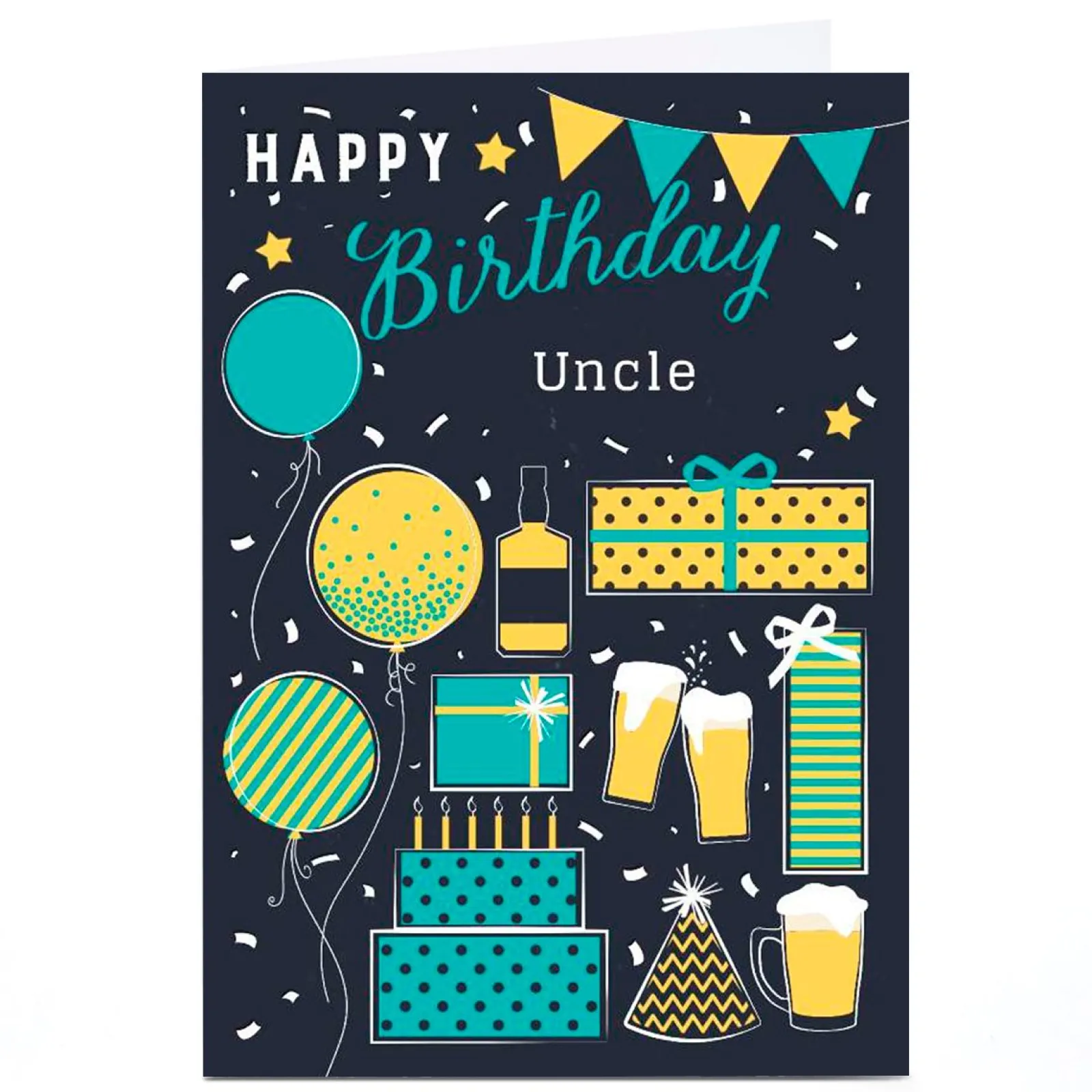 Hot Personalised Birthday Card - Booze, Presents & Balloons, Uncle For Uncle|Birthday