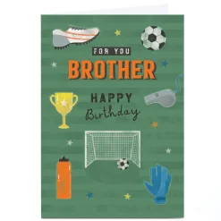 Card Factory Personalised Birthday Card - Football Icons, Brother
