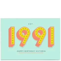 Sale Personalised Birthday Card - Est. 1991 Editable Age|Birthday