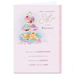 Card Factory Personalised Birthday Card - Afternoon Tea Treats, Sister