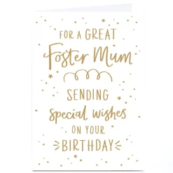 Discount Personalised Birthday Card - Special Wishes and Gold Stars, Foster Mum Birthday|For Her