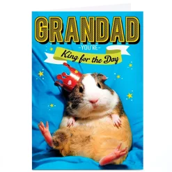 Card Factory Personalised Birthday Card - Guinea Pig King, Grandad