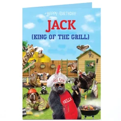 BOY Card Factory Personalised Birthday Card - King Of The Grill
