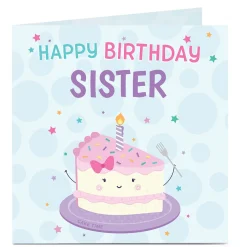 Discount Personalised Birthday Card - Smiling Cake, Any Relation Kids For Kids|For Sister