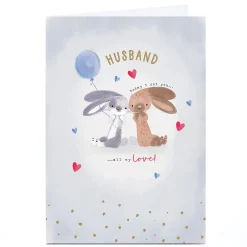 Card Factory Personalised Birthday Card - Bunny Rabbit Couple, Husband
