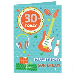 Best Personalised Birthday Card - Son In Law, Guitar, Editable Age For Son|For Nephew