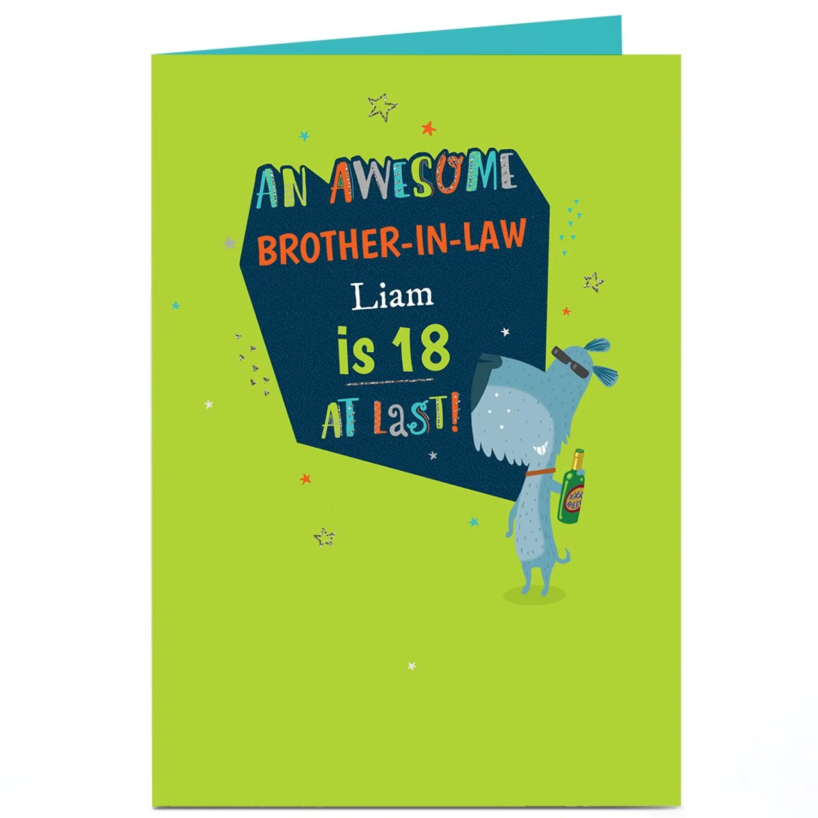 Card Factory Personalised Birthday Card - Awesome Dog & Beer, Editable Age