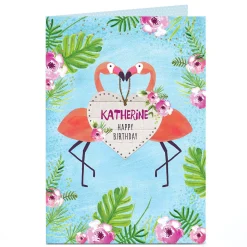 Clearance Personalised Birthday Card - Tropical Flamingos Kids For Kids|Birthday